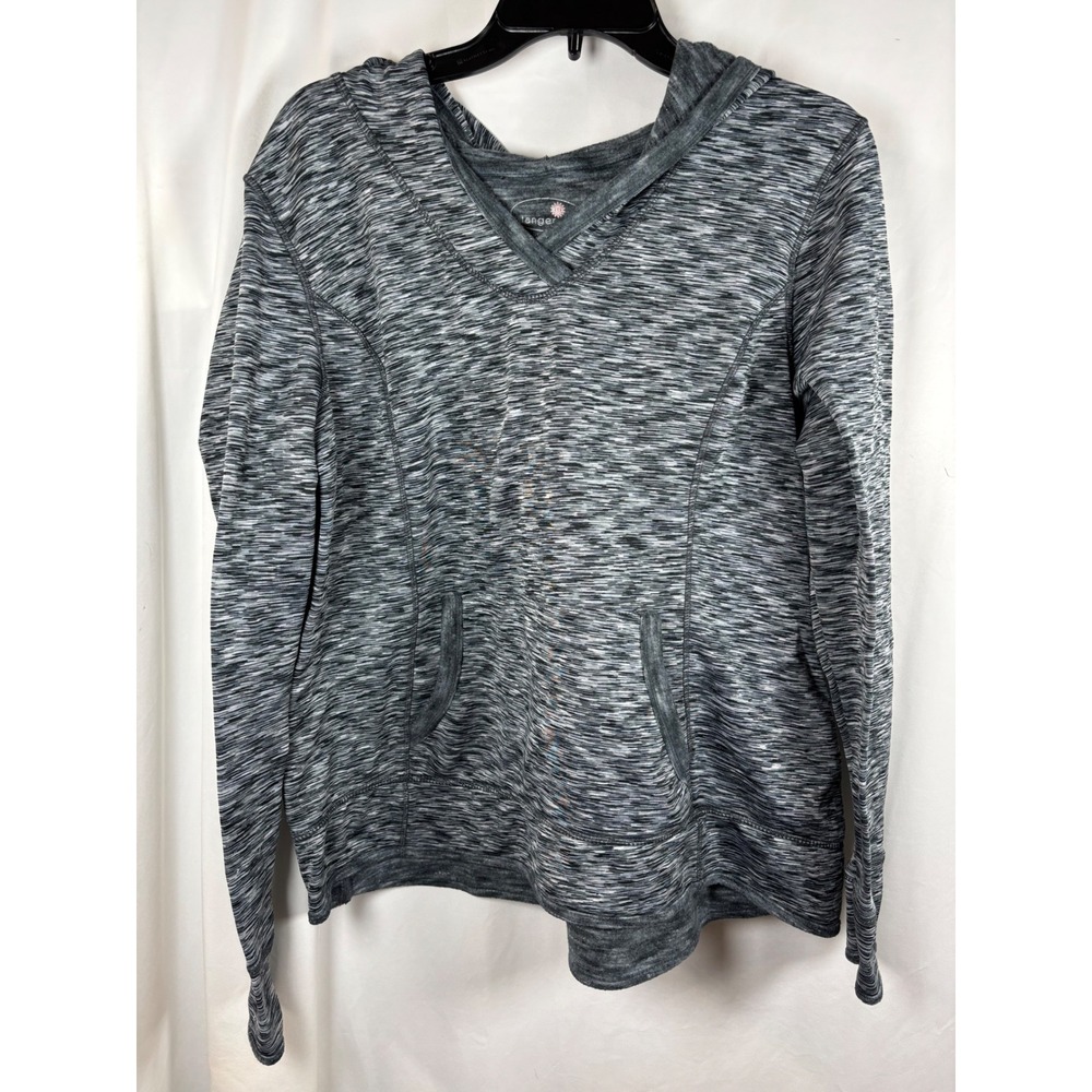 Tangerine Women XXL Black Grey Space Dye Pullover Hoodie Kangaroo Pocket Pocket
